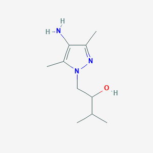 molecular formula C10H19N3O B13320200 1-(4-Amino-3,5-dimethyl-1H-pyrazol-1-yl)-3-methylbutan-2-ol 