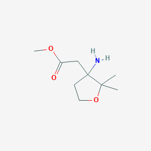 molecular formula C9H17NO3 B13320202 Methyl 2-(3-amino-2,2-dimethyloxolan-3-yl)acetate 