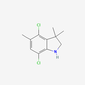 molecular formula C11H13Cl2N B13320251 4,7-Dichloro-3,3,5-trimethyl-2,3-dihydro-1H-indole 