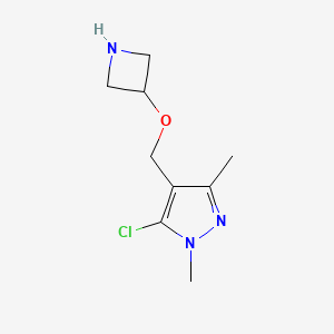 molecular formula C9H14ClN3O B13320252 4-[(azetidin-3-yloxy)methyl]-5-chloro-1,3-dimethyl-1H-pyrazole 