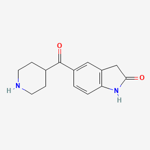 molecular formula C14H16N2O2 B13320287 5-(Piperidine-4-carbonyl)-2,3-dihydro-1H-indol-2-one 