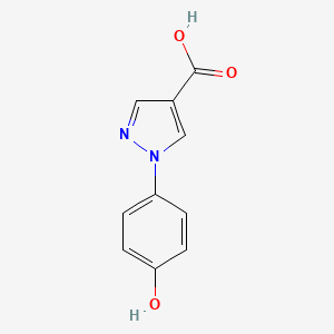 molecular formula C10H8N2O3 B13320294 1-(4-Hydroxyphenyl)-1H-pyrazole-4-carboxylic acid 