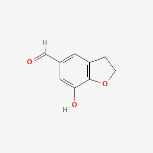 molecular formula C9H8O3 B13320328 7-Hydroxy-2,3-dihydro-1-benzofuran-5-carbaldehyde 