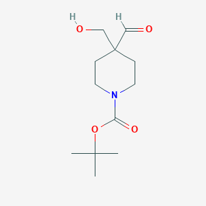 molecular formula C12H21NO4 B13320377 tert-Butyl 4-formyl-4-(hydroxymethyl)piperidine-1-carboxylate 