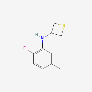 molecular formula C10H12FNS B13320499 N-(2-Fluoro-5-methylphenyl)thietan-3-amine 