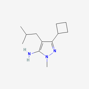 molecular formula C12H21N3 B13320551 3-Cyclobutyl-1-methyl-4-(2-methylpropyl)-1h-pyrazol-5-amine 