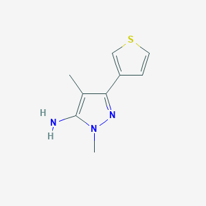 molecular formula C9H11N3S B13320560 1,4-Dimethyl-3-(thiophen-3-YL)-1H-pyrazol-5-amine 