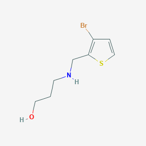 molecular formula C8H12BrNOS B13320566 3-{[(3-Bromothiophen-2-yl)methyl]amino}propan-1-ol 