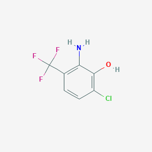 molecular formula C7H5ClF3NO B13320571 2-Amino-6-chloro-3-(trifluoromethyl)phenol 