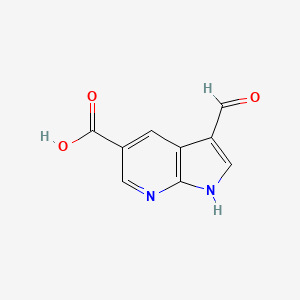 molecular formula C9H6N2O3 B13320635 3-Formyl-1H-pyrrolo[2,3-B]pyridine-5-carboxylic acid 