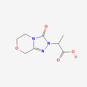 molecular formula C8H11N3O4 B13320641 2-{3-oxo-2H,3H,5H,6H,8H-[1,2,4]triazolo[3,4-c]morpholin-2-yl}propanoic acid 