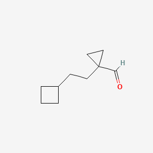 molecular formula C10H16O B13320653 1-(2-Cyclobutylethyl)cyclopropane-1-carbaldehyde 