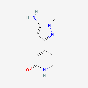 molecular formula C9H10N4O B13320657 4-(5-Amino-1-methyl-1H-pyrazol-3-yl)-1,2-dihydropyridin-2-one 