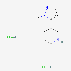 molecular formula C9H17Cl2N3 B13320733 3-(1-methyl-1H-pyrazol-5-yl)piperidine dihydrochloride 