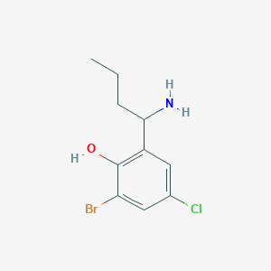 molecular formula C10H13BrClNO B13320751 2-(1-Aminobutyl)-6-bromo-4-chlorophenol 