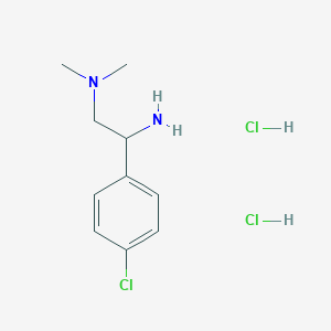 molecular formula C10H17Cl3N2 B13320753 1-(4-Chlorophenyl)-N2,N2-dimethylethane-1,2-diamine dihydrochloride 