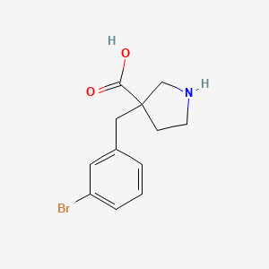 molecular formula C12H14BrNO2 B13320771 3-[(3-Bromophenyl)methyl]pyrrolidine-3-carboxylic acid 