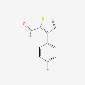 molecular formula C11H7FOS B13320785 3-(4-Fluorophenyl)thiophen-2-carbaldehyde 