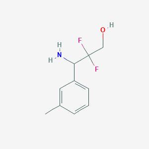 molecular formula C10H13F2NO B13320793 3-Amino-2,2-difluoro-3-(3-methylphenyl)propan-1-OL 