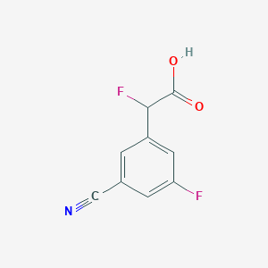 molecular formula C9H5F2NO2 B13320826 2-(3-Cyano-5-fluorophenyl)-2-fluoroacetic acid 