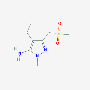 molecular formula C8H15N3O2S B13320868 4-ethyl-3-(methanesulfonylmethyl)-1-methyl-1H-pyrazol-5-amine 