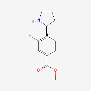 molecular formula C12H14FNO2 B13320870 Methyl (S)-3-fluoro-4-(pyrrolidin-2-yl)benzoate 