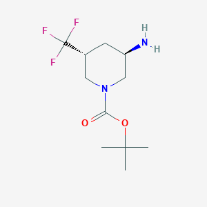 molecular formula C11H19F3N2O2 B13320876 Tert-butyl trans-3-amino-5-(trifluoromethyl)piperidine-1-carboxylate 