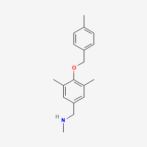 molecular formula C18H23NO B13320883 ({3,5-Dimethyl-4-[(4-methylphenyl)methoxy]phenyl}methyl)(methyl)amine 