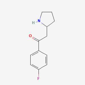 molecular formula C12H14FNO B13320905 1-(4-Fluorophenyl)-2-(pyrrolidin-2-yl)ethan-1-one 