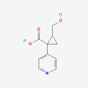 molecular formula C10H11NO3 B13320939 2-(Hydroxymethyl)-1-(pyridin-4-yl)cyclopropane-1-carboxylic acid 