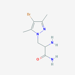 molecular formula C8H13BrN4O B13320996 2-Amino-3-(4-bromo-3,5-dimethyl-1H-pyrazol-1-YL)propanamide 