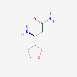 molecular formula C7H14N2O2 B13321006 (3S)-3-Amino-3-(oxolan-3-yl)propanamide 