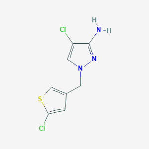 molecular formula C8H7Cl2N3S B13321049 4-Chloro-1-[(5-chlorothiophen-3-yl)methyl]-1H-pyrazol-3-amine 