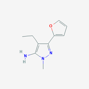 molecular formula C10H13N3O B13321073 4-ethyl-3-(furan-2-yl)-1-methyl-1H-pyrazol-5-amine 