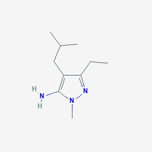 molecular formula C10H19N3 B13321075 3-ethyl-1-methyl-4-(2-methylpropyl)-1H-pyrazol-5-amine 