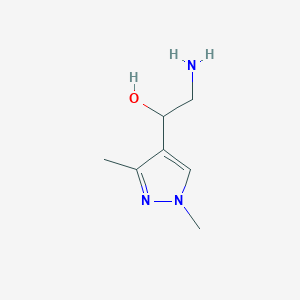 molecular formula C7H13N3O B13321196 2-amino-1-(1,3-dimethyl-1H-pyrazol-4-yl)ethan-1-ol 