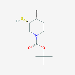 molecular formula C11H21NO2S B13321202 tert-Butyl (3R,4R)-3-mercapto-4-methylpiperidine-1-carboxylate 