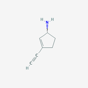 molecular formula C7H9N B13321212 (R)-3-Ethynylcyclopent-2-en-1-amine 