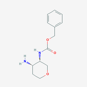 molecular formula C13H18N2O3 B13321214 Benzyl ((3S,4S)-4-aminotetrahydro-2H-pyran-3-yl)carbamate 