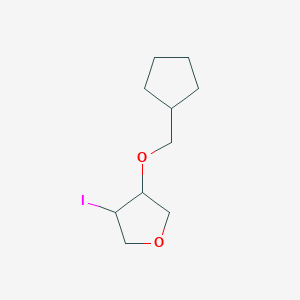 molecular formula C10H17IO2 B13321221 3-(Cyclopentylmethoxy)-4-iodooxolane 