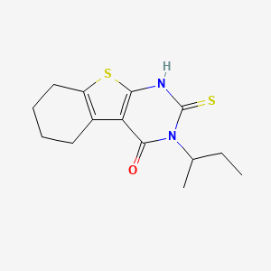 molecular formula C14H18N2OS2 B13321248 3-sec-Butyl-2-mercapto-5,6,7,8-tetrahydro-3H-benzo[4,5]thieno[2,3-d]pyrimidin-4-one 