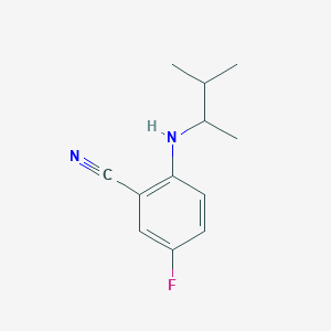 molecular formula C12H15FN2 B13321281 5-Fluoro-2-((3-methylbutan-2-yl)amino)benzonitrile 