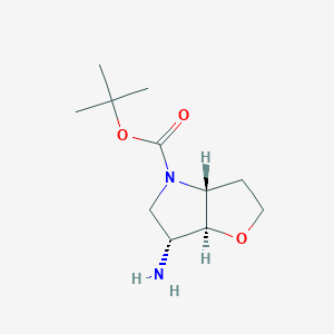 molecular formula C11H20N2O3 B13321297 Racemic-(3aR,6S,6aR)-tert-butyl6-aminotetrahydro-2H-furo[3,2-b]pyrrole-4(5H)-carboxylate 