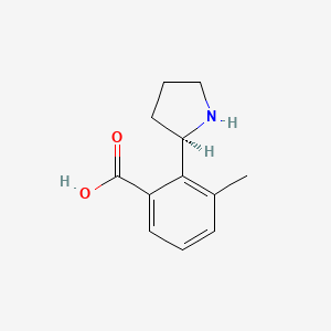 molecular formula C12H15NO2 B13321303 (R)-3-Methyl-2-(pyrrolidin-2-yl)benzoic acid 