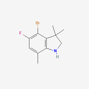 molecular formula C11H13BrFN B13321337 4-Bromo-5-fluoro-3,3,7-trimethyl-2,3-dihydro-1H-indole 