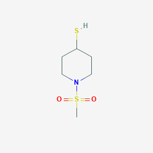 molecular formula C6H13NO2S2 B13321362 1-Methanesulfonylpiperidine-4-thiol 