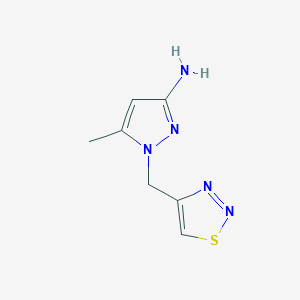 molecular formula C7H9N5S B13321443 5-Methyl-1-[(1,2,3-thiadiazol-4-yl)methyl]-1H-pyrazol-3-amine 