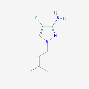 molecular formula C8H12ClN3 B13321535 4-Chloro-1-(3-methylbut-2-en-1-yl)-1H-pyrazol-3-amine 