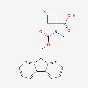 molecular formula C22H23NO4 B13321543 1-((((9H-Fluoren-9-yl)methoxy)carbonyl)(methyl)amino)-3-methylcyclobutane-1-carboxylic acid 