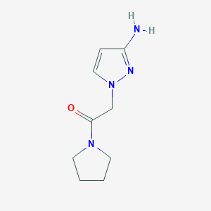 molecular formula C9H14N4O B13321545 1-(2-Oxo-2-pyrrolidin-1-ylethyl)-1H-pyrazol-3-amine 